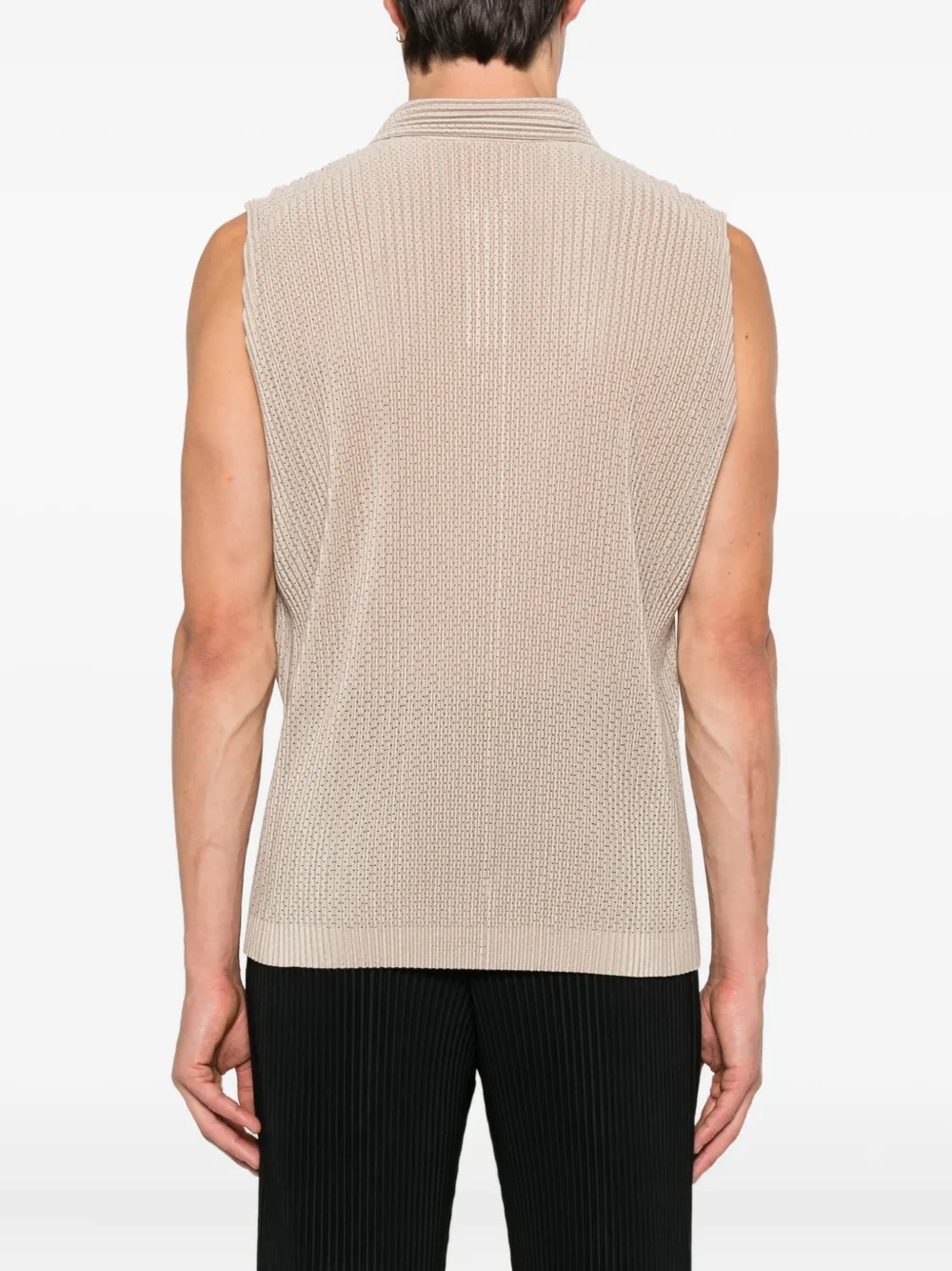 Homme Plissé Issey Miyake Geplooide spencer met kraag Beige