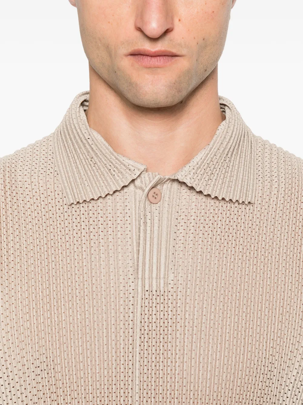 Homme Plissé Issey Miyake Geplooide spencer met kraag Beige