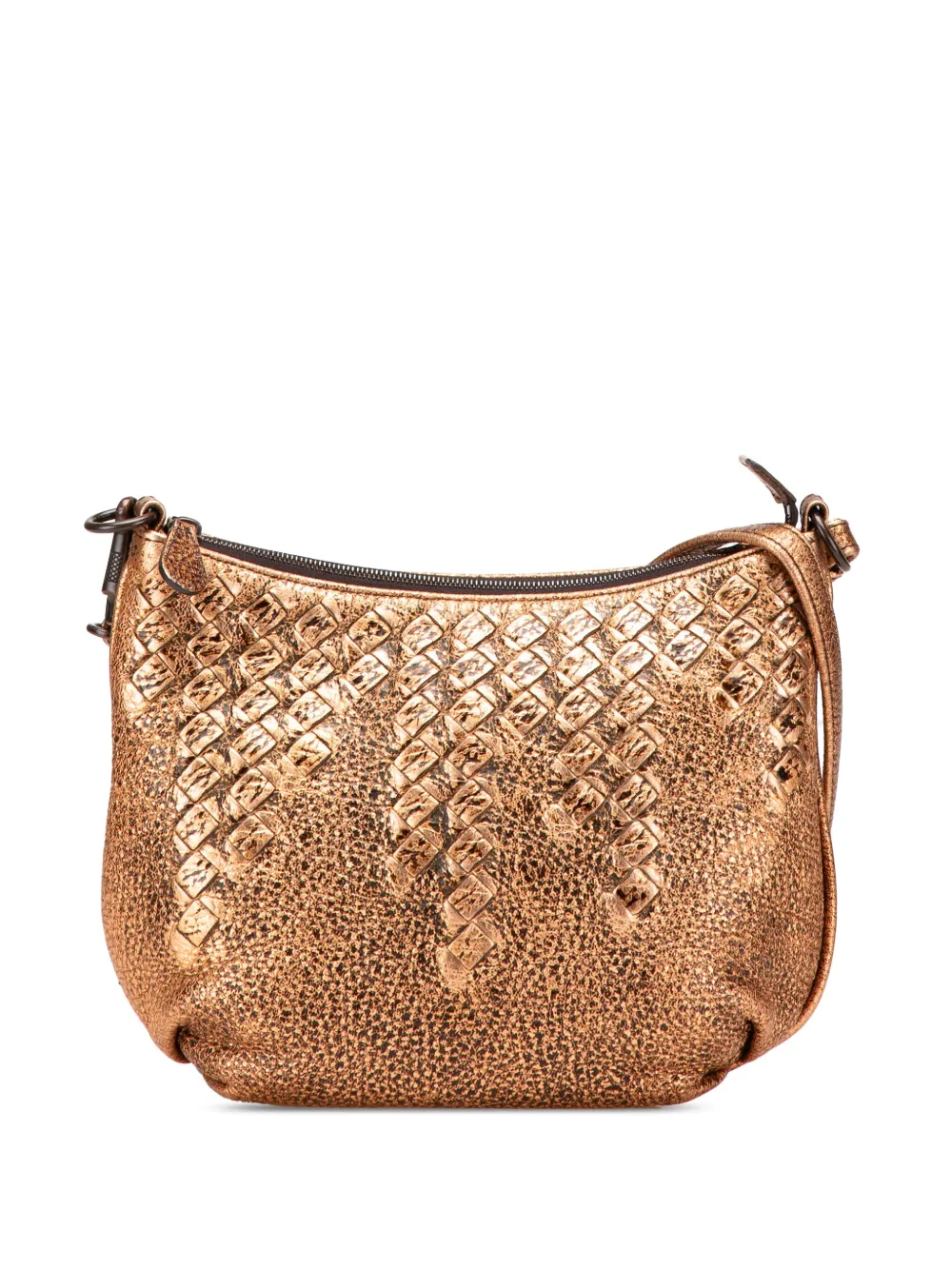Bottega Veneta Pre-Owned 2008 イントレチャートトリム メタリックレザー ショルダーバッグ - ゴールドトーン Bottega Veneta Pre-Owned 2008 イントレチャートトリム メタリックレザー ショルダーバッグ - ゴールドトーン