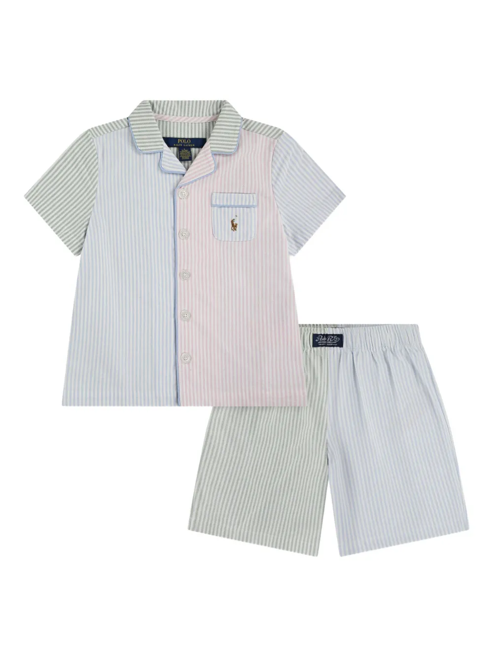 POLO RALPH LAUREN KIDS Gestreepte pyjama met borduurwerk Groen