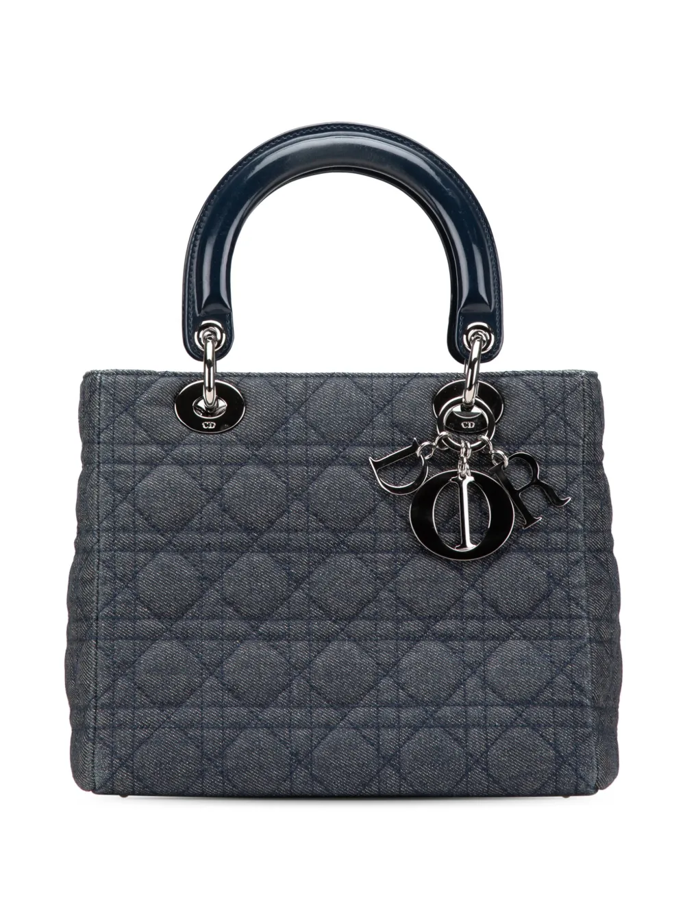 Christian Dior Pre-Owned 2001 ミディアム カナージュ レディ ディオール デニム サッチェルバッグ - ブルー Christian Dior Pre-Owned 2001 ミディアム カナージュ レディ ディオール デニム サッチェルバッグ - ブルー