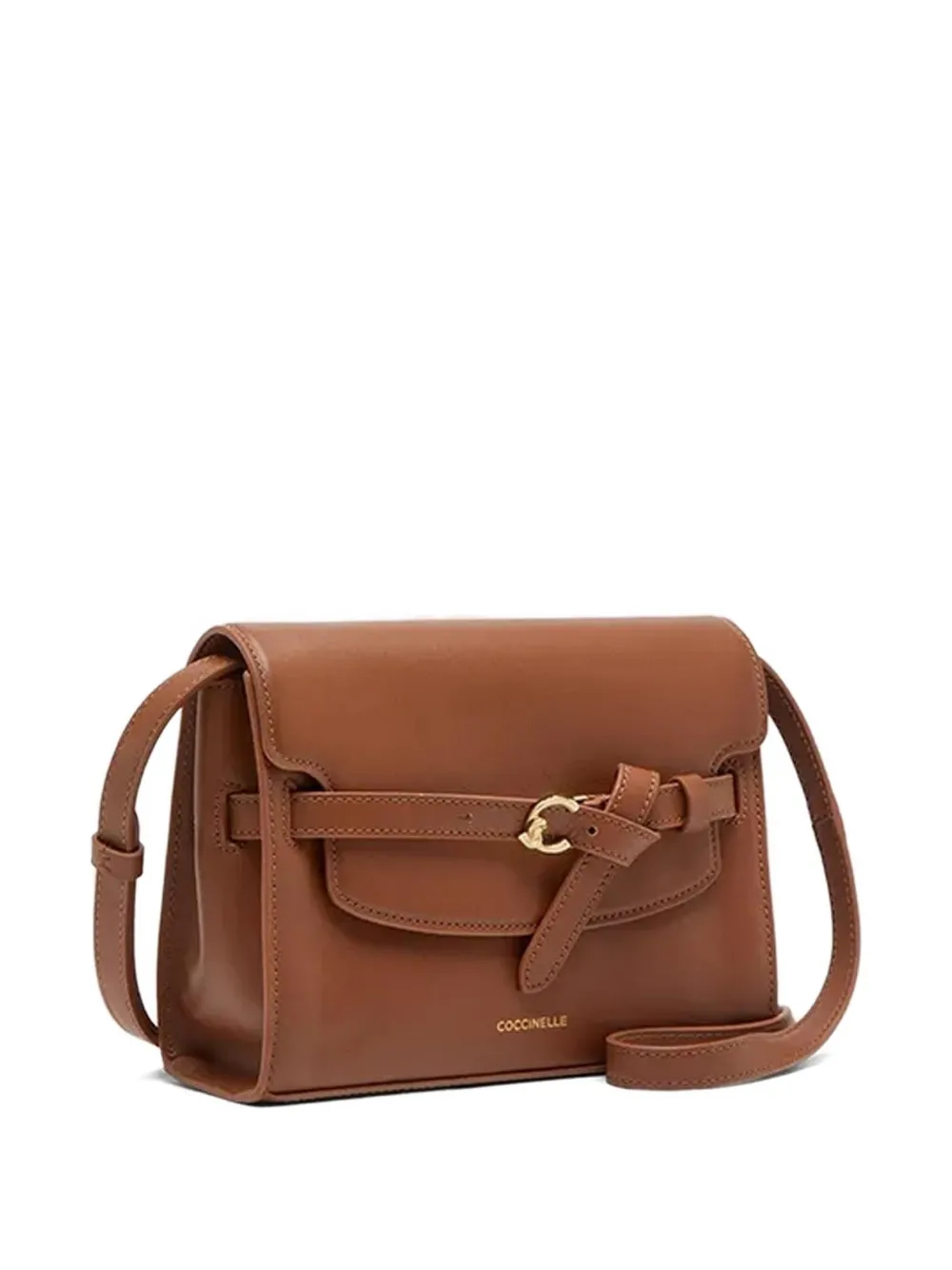Coccinelle leather belt-buckle shoulder bag - Bruin