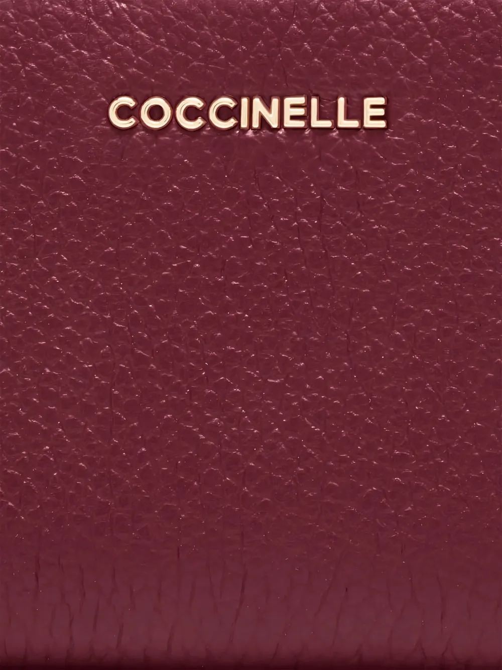 Coccinelle Metallic Zip-around Leather Wallet In Burgundy