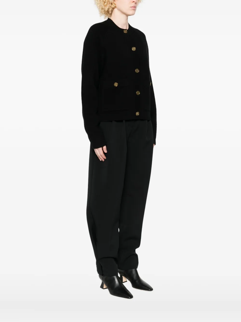 Totême Hammered-button Wool-cashmere Cardigan In Black