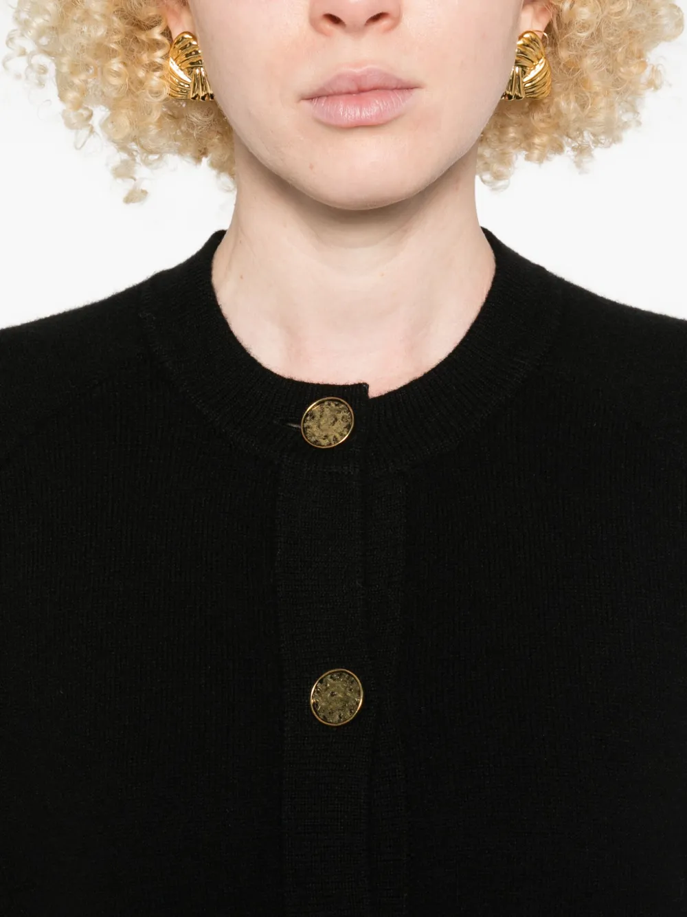 Totême Hammered-button Wool-cashmere Cardigan In Black