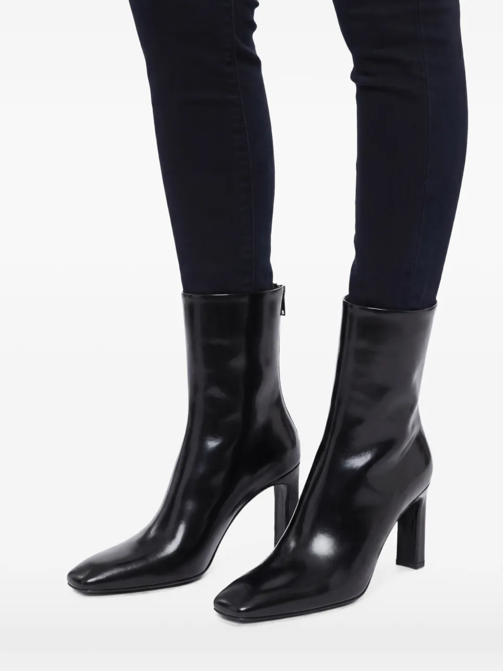 TOTEME 85 mm leren laarzen met glanzende afwerking Zwart