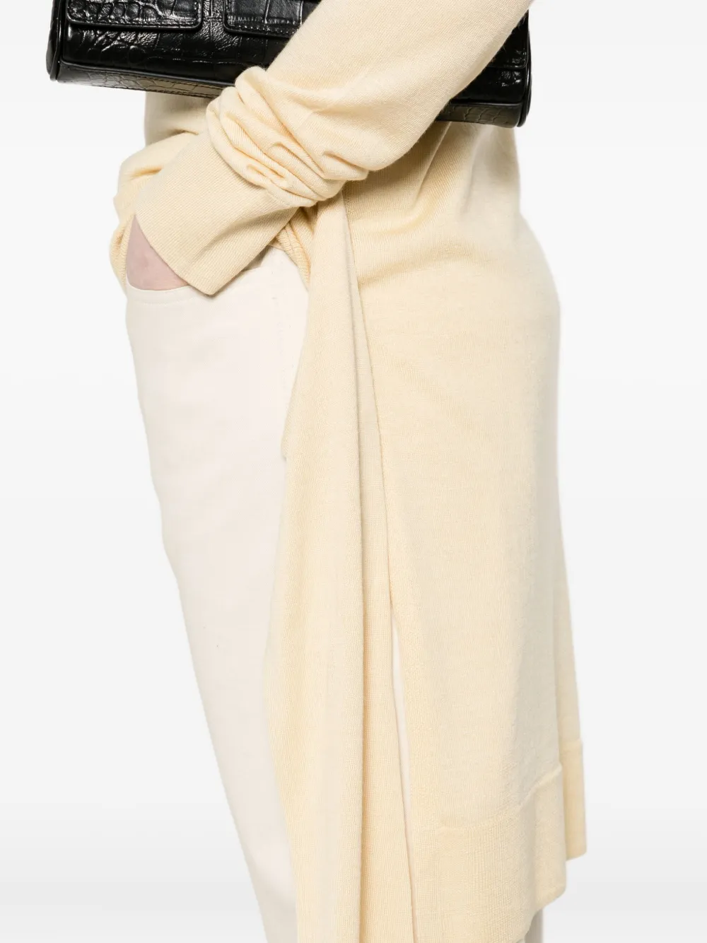Totême Tie-front Wool And Silk-blend Turtleneck Sweater In Animal Print