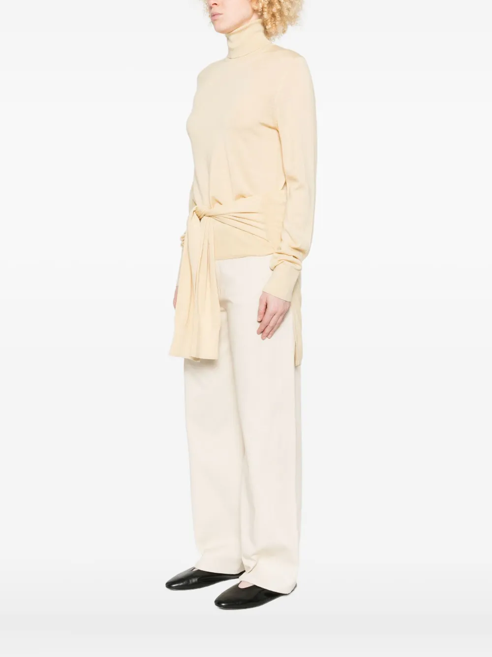 Totême Tie-front Wool And Silk-blend Turtleneck Sweater In Animal Print