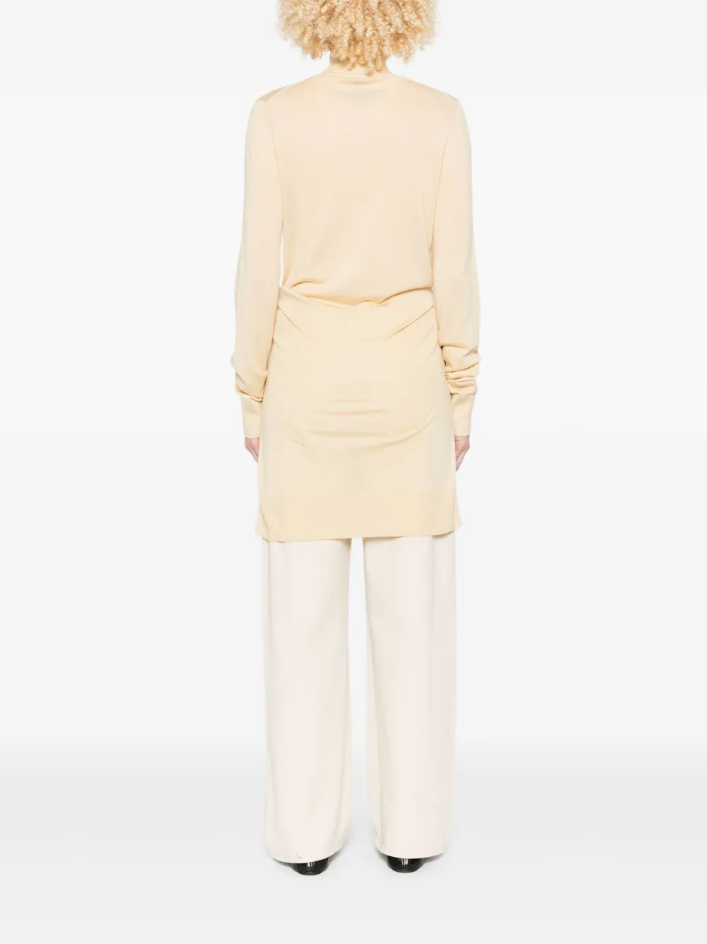 Totême Tie-front Wool And Silk-blend Turtleneck Sweater In Animal Print