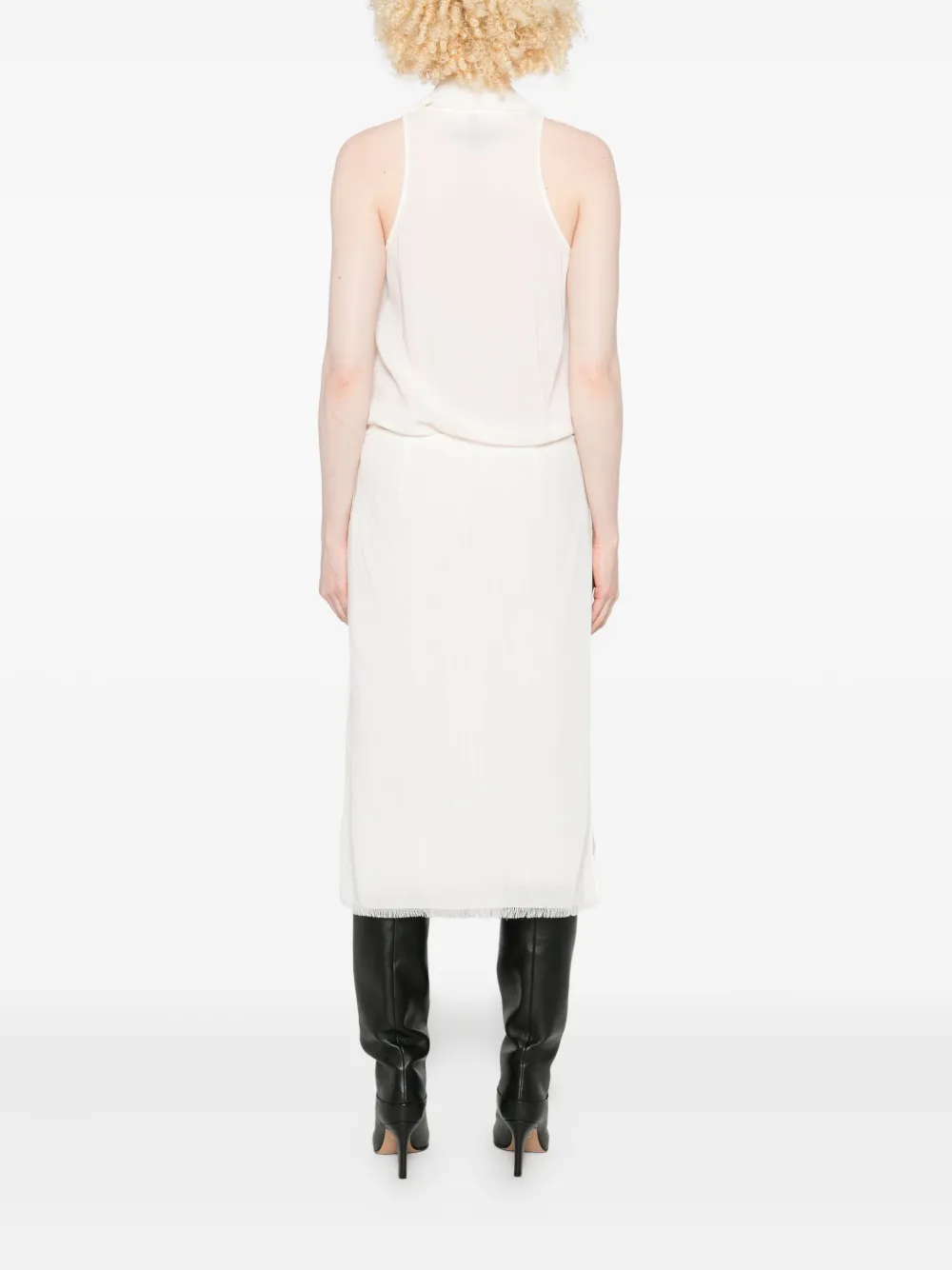Totême Frayed-edge Draped Dress In White