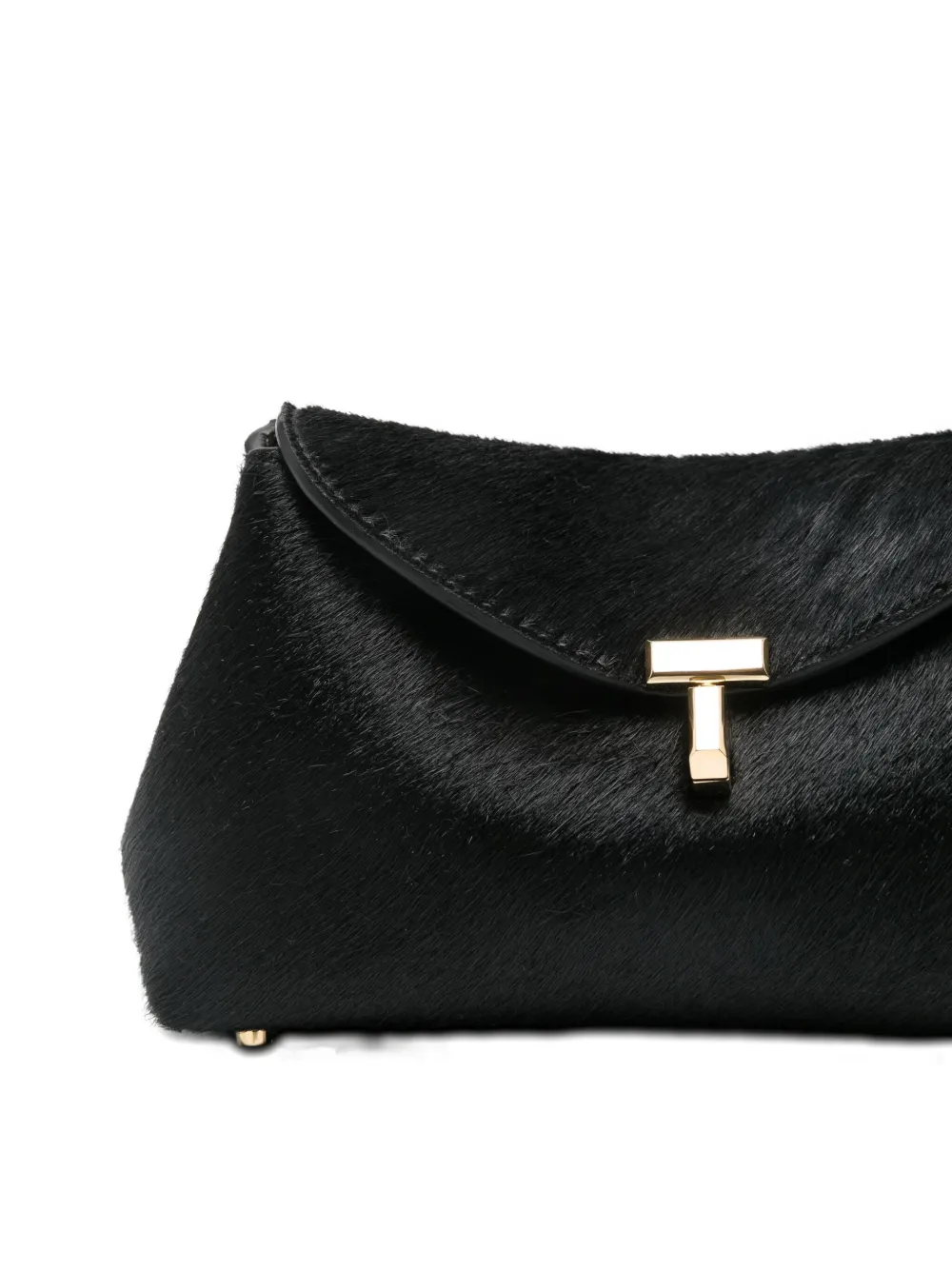 Totême Pony Hair T-lock Clutch In Black