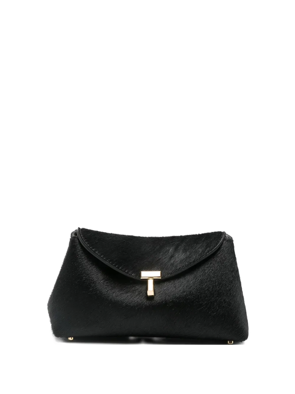 Totême Pony Hair T-lock Clutch In Black
