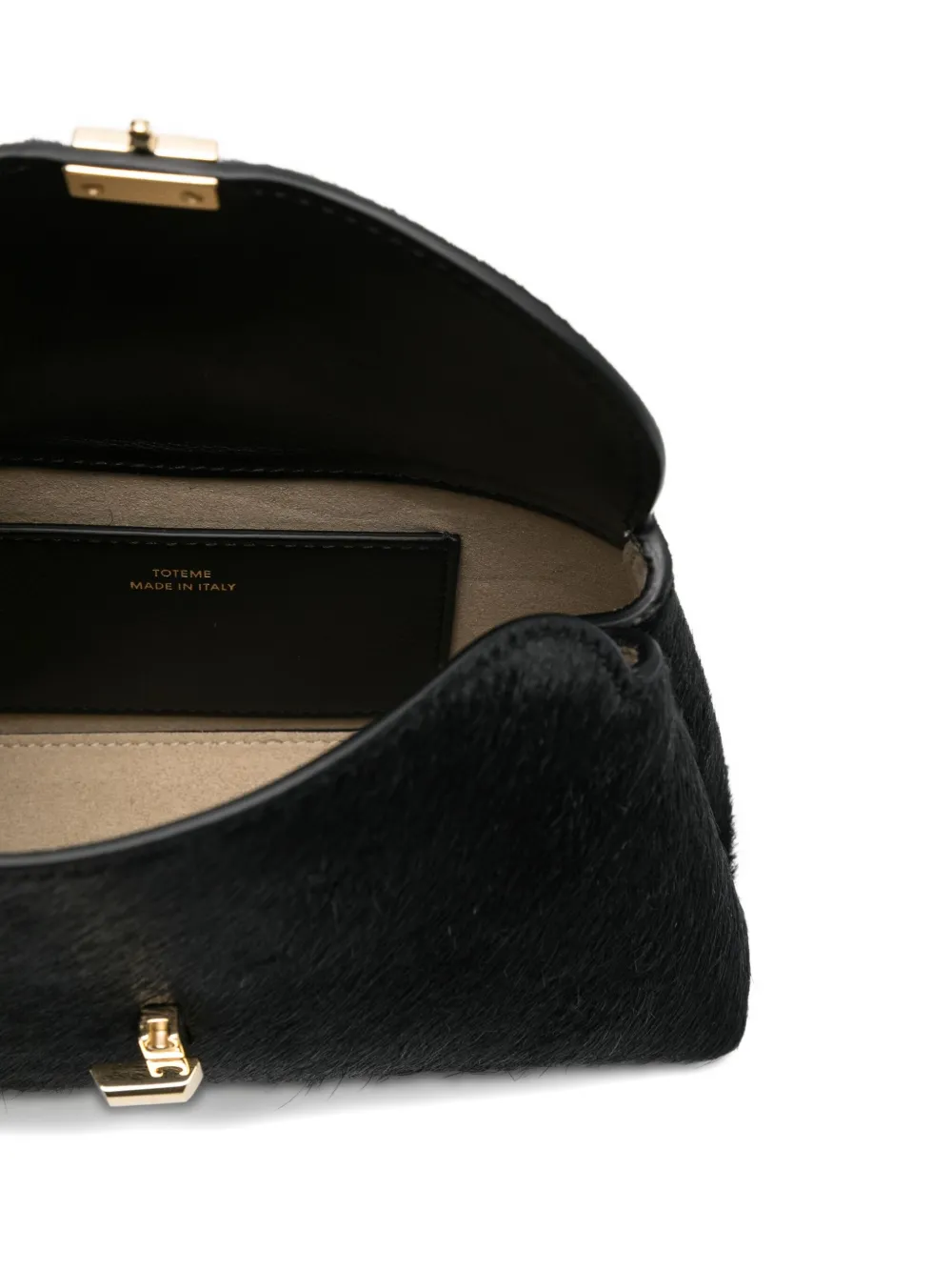 Totême Pony Hair T-lock Clutch In Black