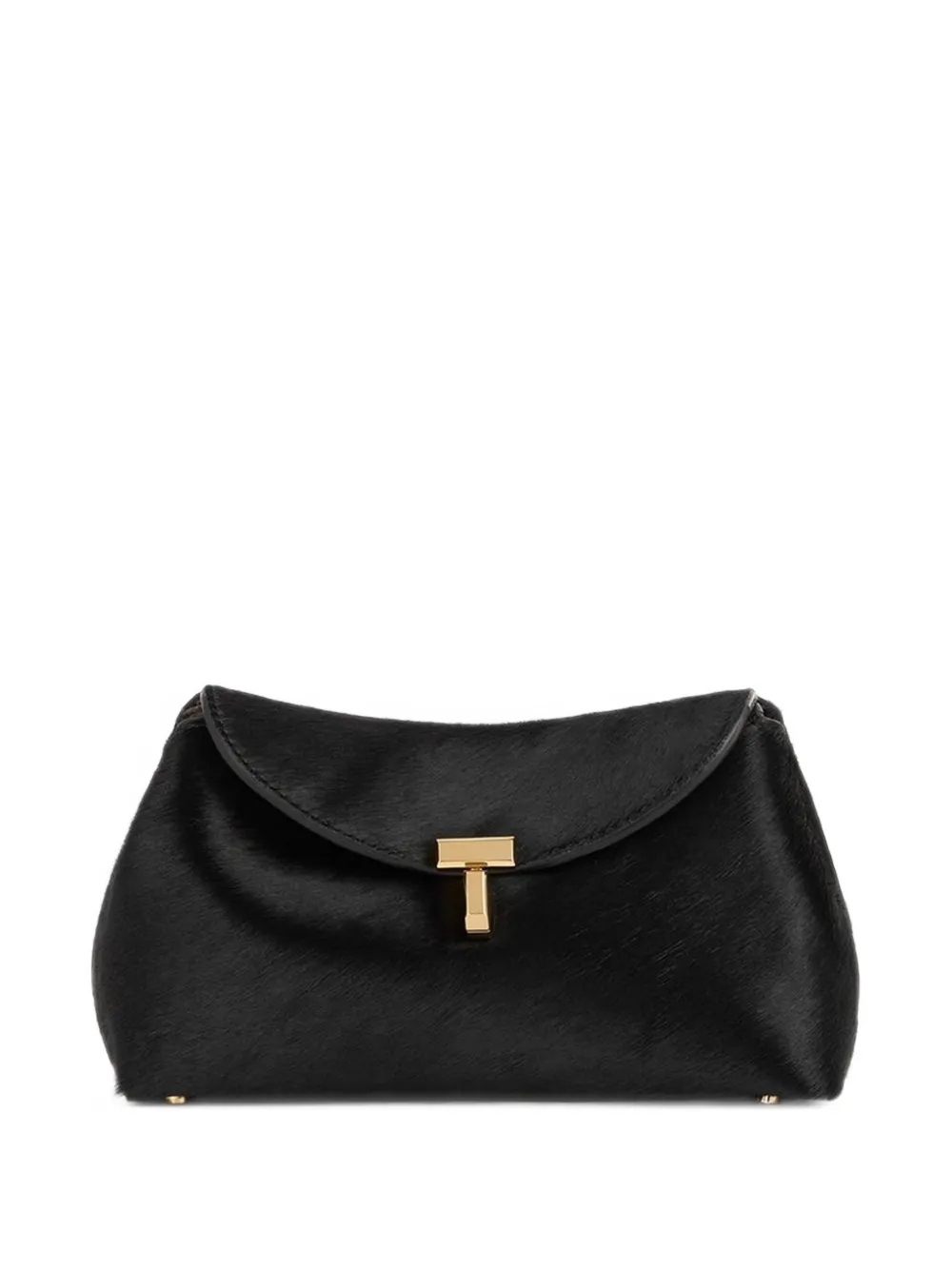 TOTEME T-lock clutch met ponyhaar Zwart