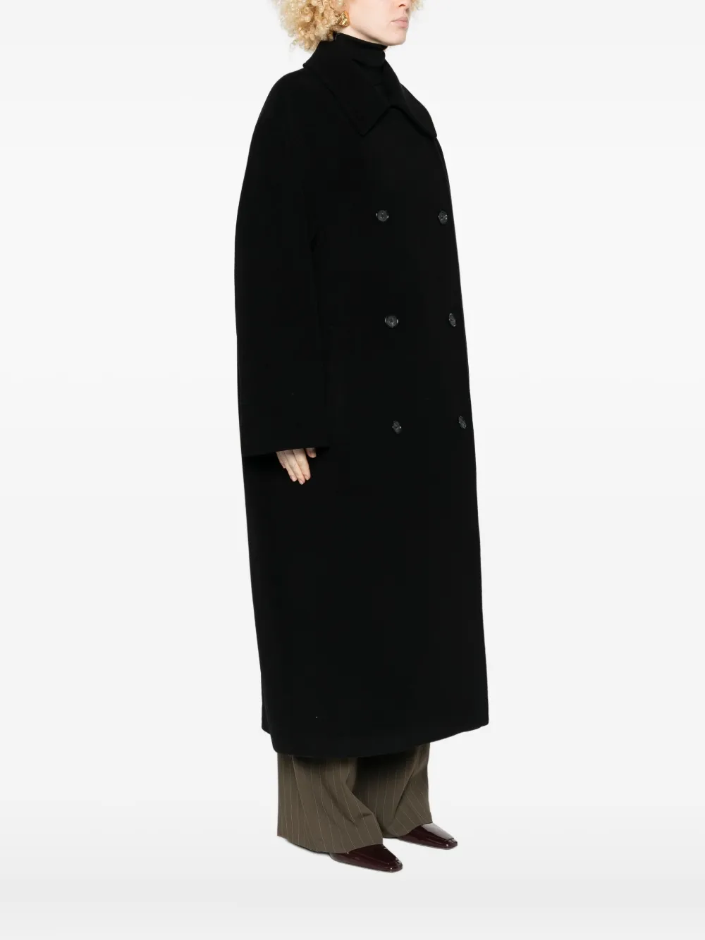Totême Brushed Wool Blend Shield Coat In Black