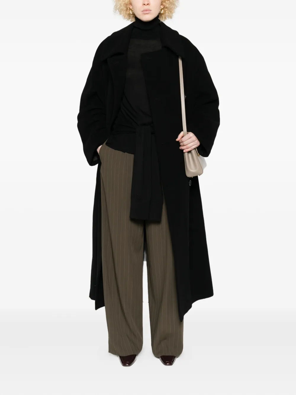 Totême Brushed Wool Blend Shield Coat In Black