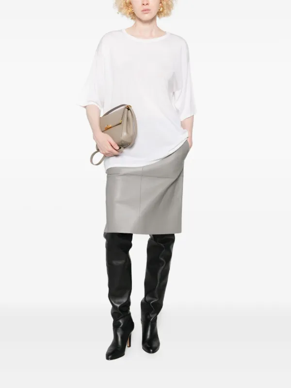 TOTEME Paneled Leather Skirt | Grey | FARFETCH