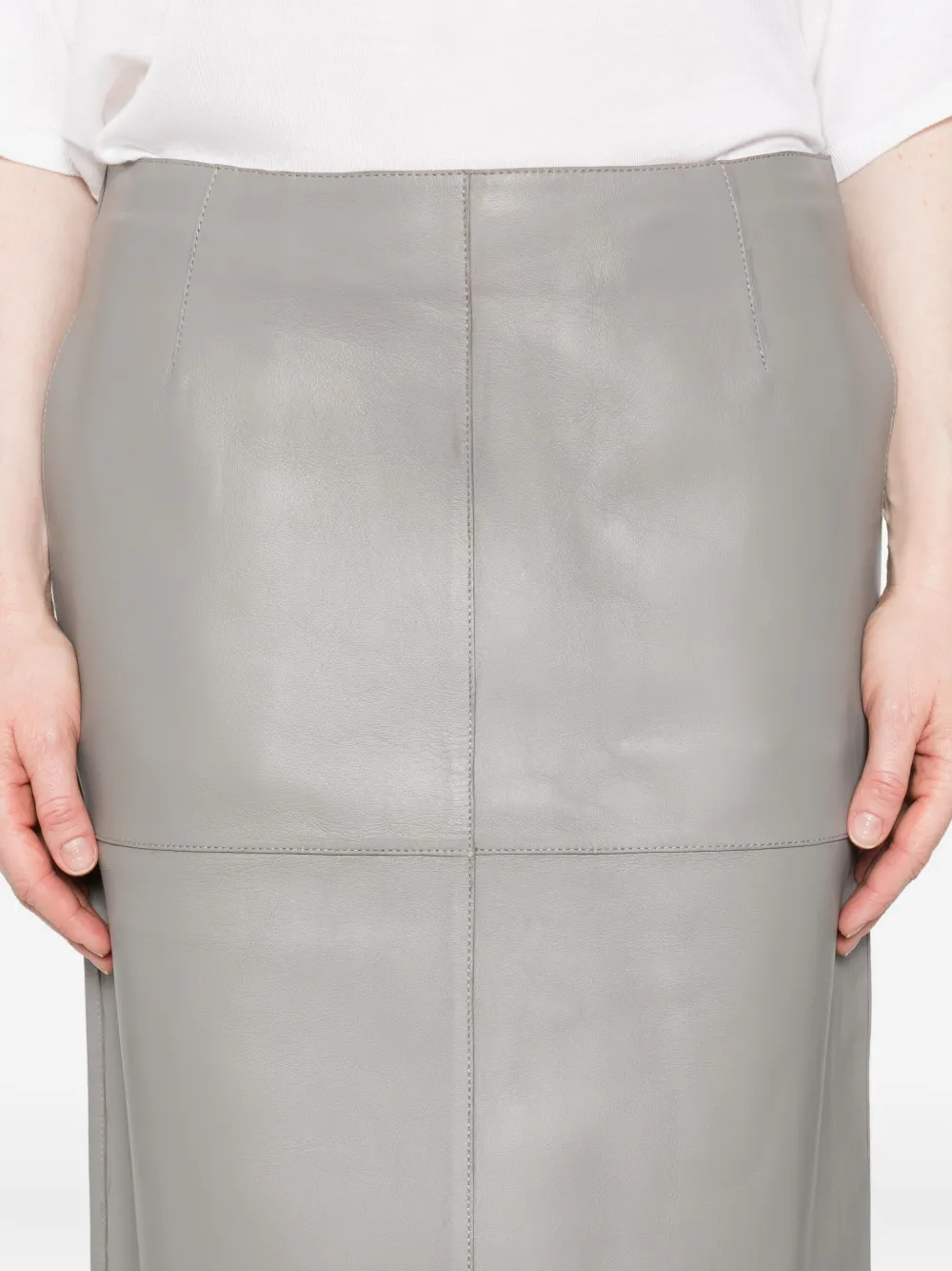 Totême Paneled Leather Skirt In Gray