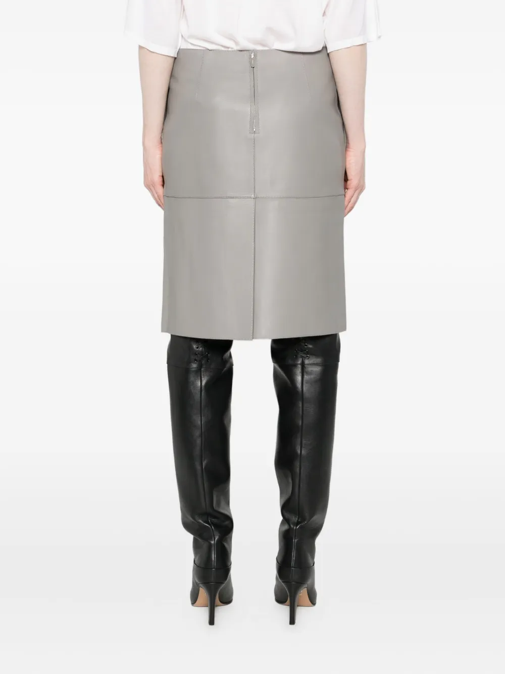 Totême Paneled Leather Skirt In Gray
