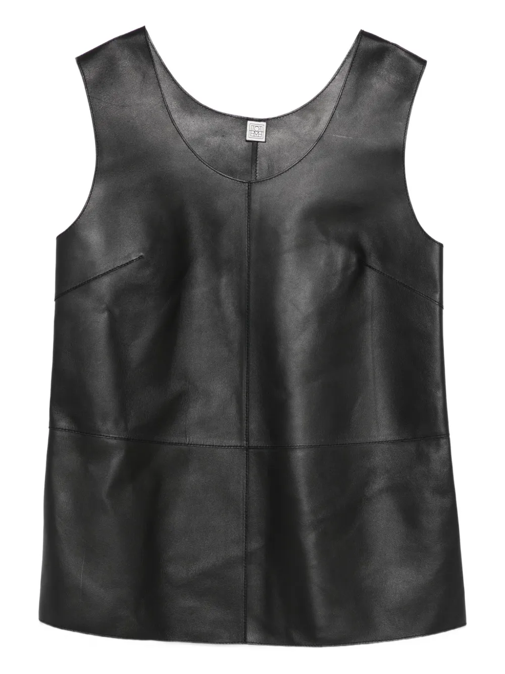 TOTEME camiseta de piel con cuello redondo | negro | Image 1