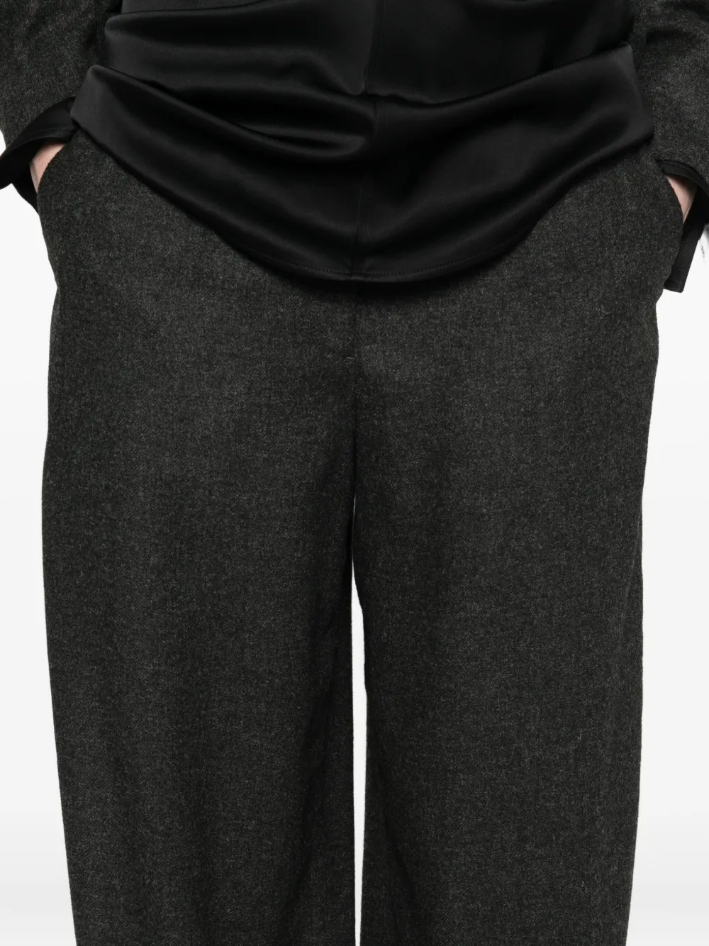 Totême Wide-leg Flannel Trousers Featuring Pockets In Black