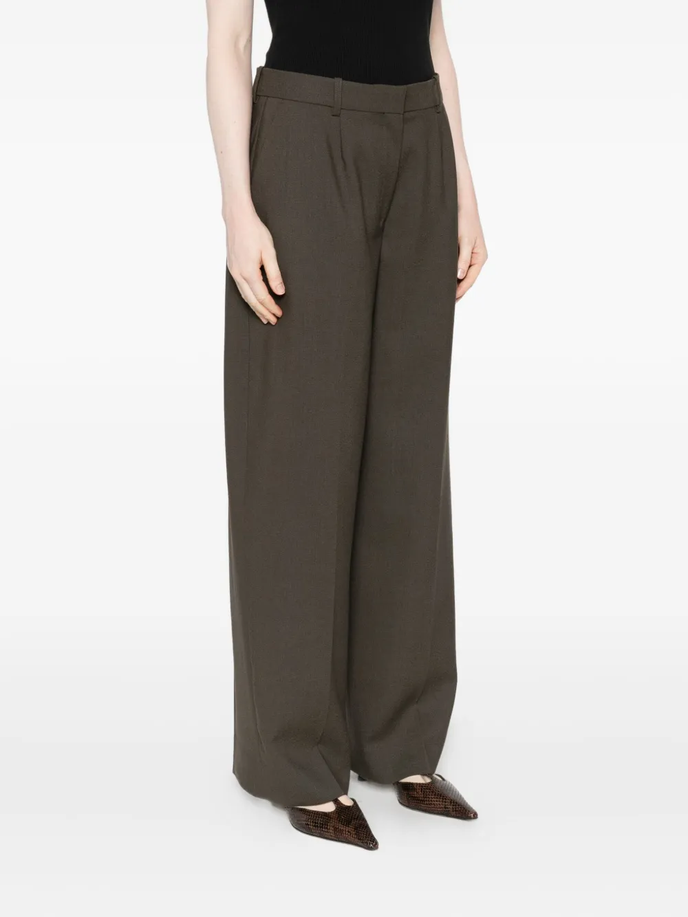 Totême Wide Tailored Trousers Forest In Green