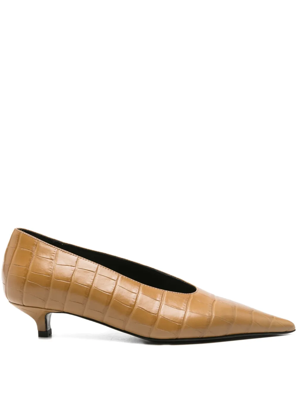 Totême Sharp Croco-embossed Kitten Pumps Biscuit In Multi