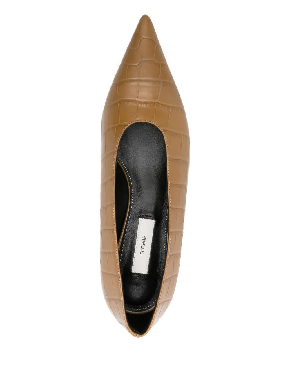 Totême Sharp Croco-embossed Kitten Pumps Biscuit In Multi