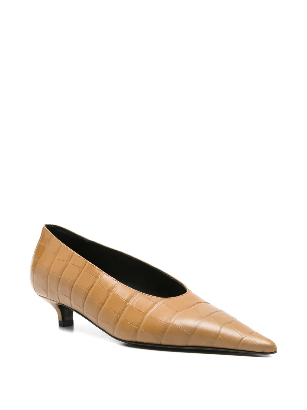 Totême Sharp Croco-embossed Kitten Pumps Biscuit In Multi