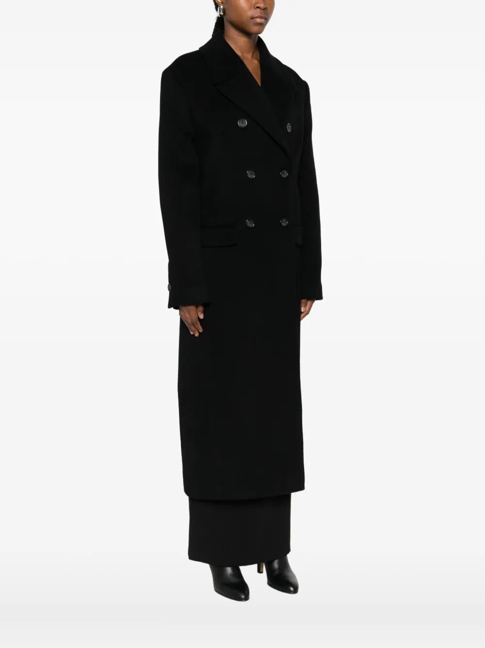 Totême Double-breasted Coat In Black