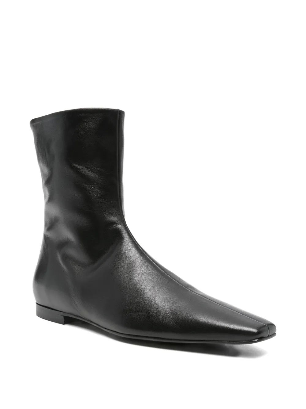 Totême Zipped Leather Boots In Black
