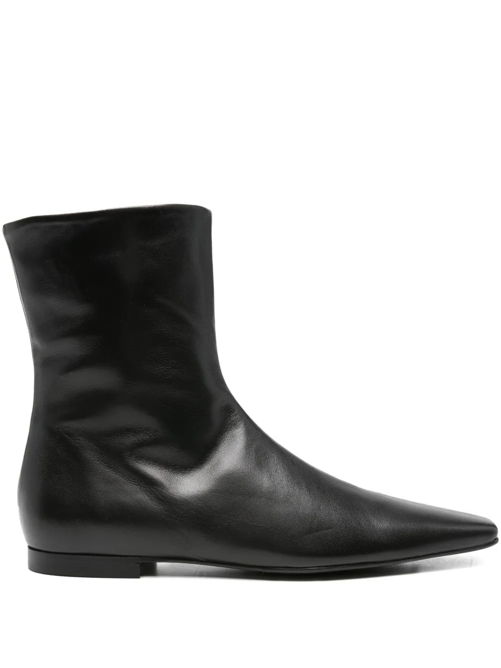 Totême Zipped Leather Boots In Black