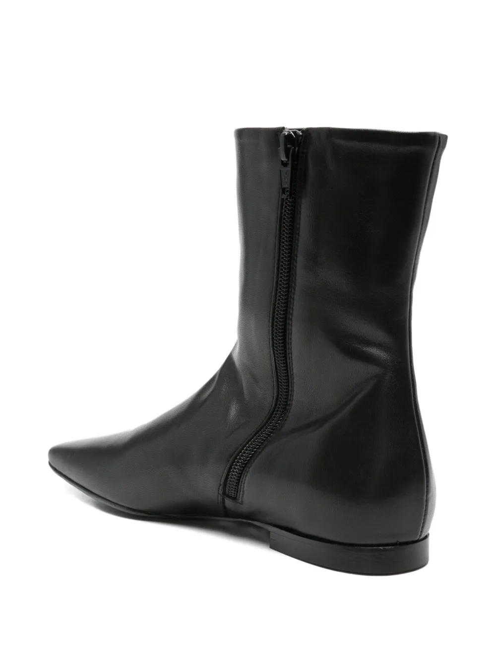 Totême Zipped Leather Boots In Black