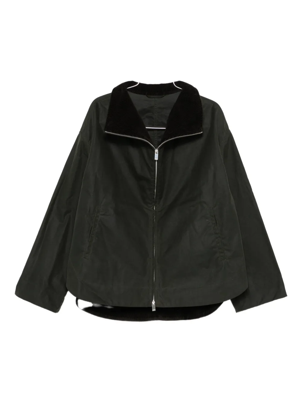 TOTEME zipped corduroy-collar jacket - Verde