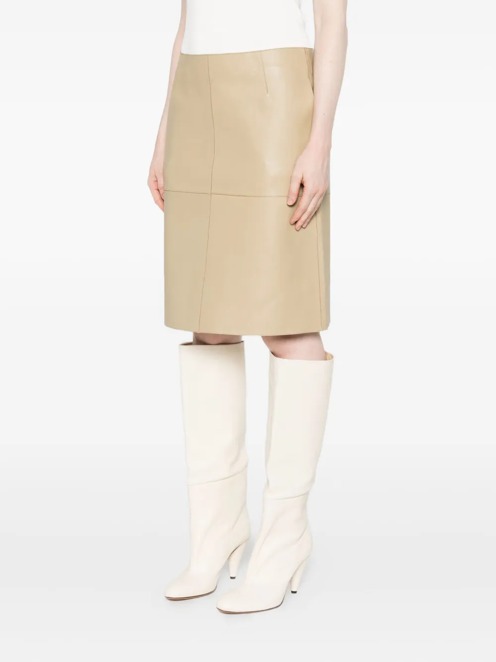 Totême Paneled Leather Skirt In Neutral