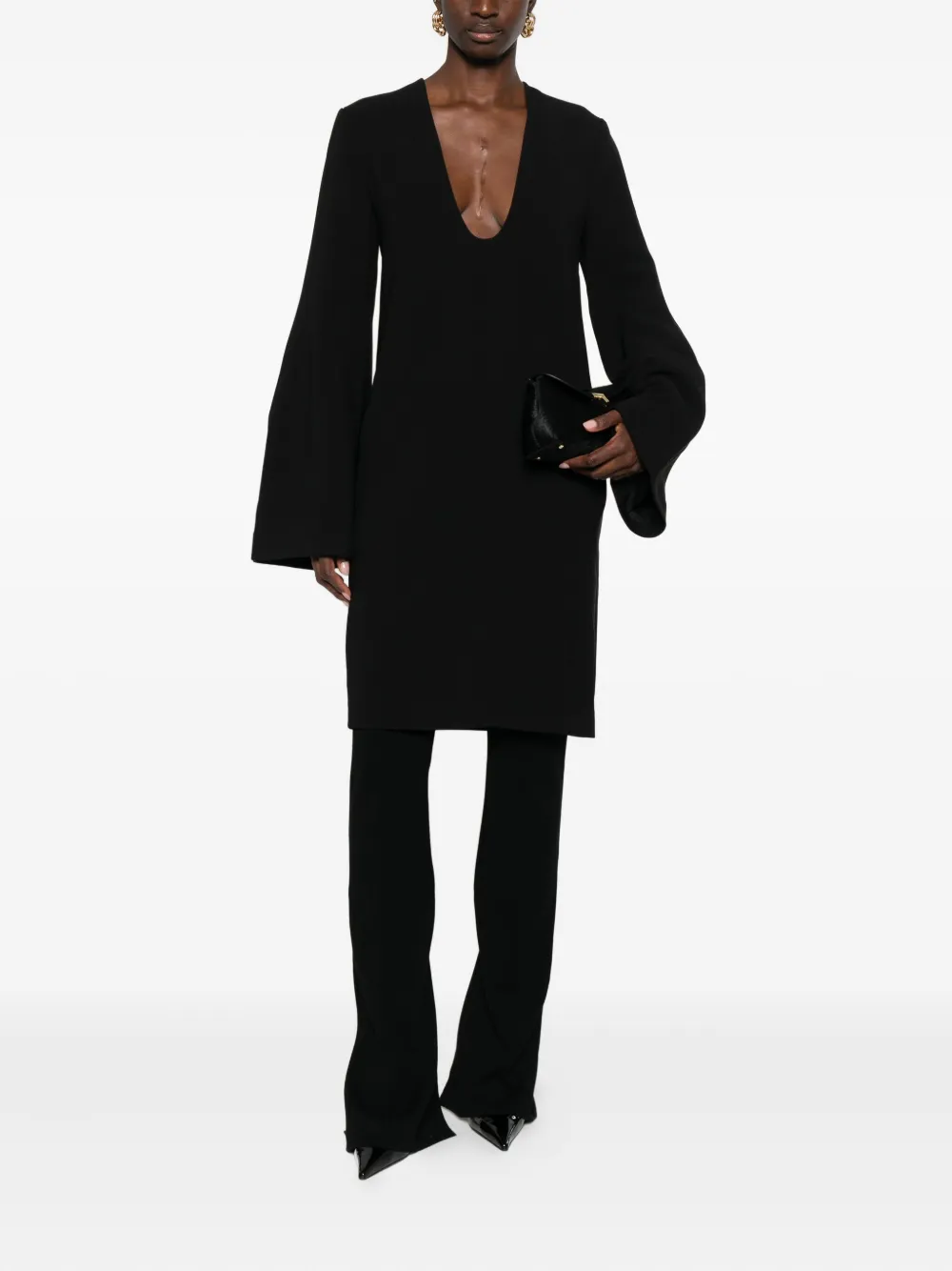 TOTEME bell-sleeve mini dress - Zwart