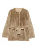 TOTEME belted shearling jacket - Neutrals