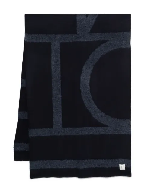 TOTEME monogram twill scarf navy