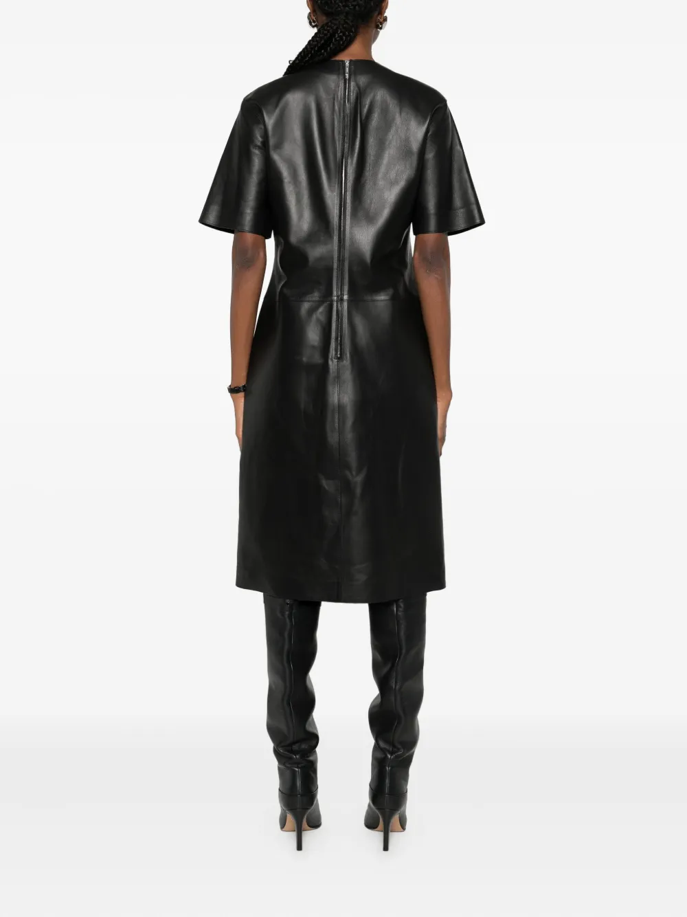 TOTEME Leren midi-jurk Zwart