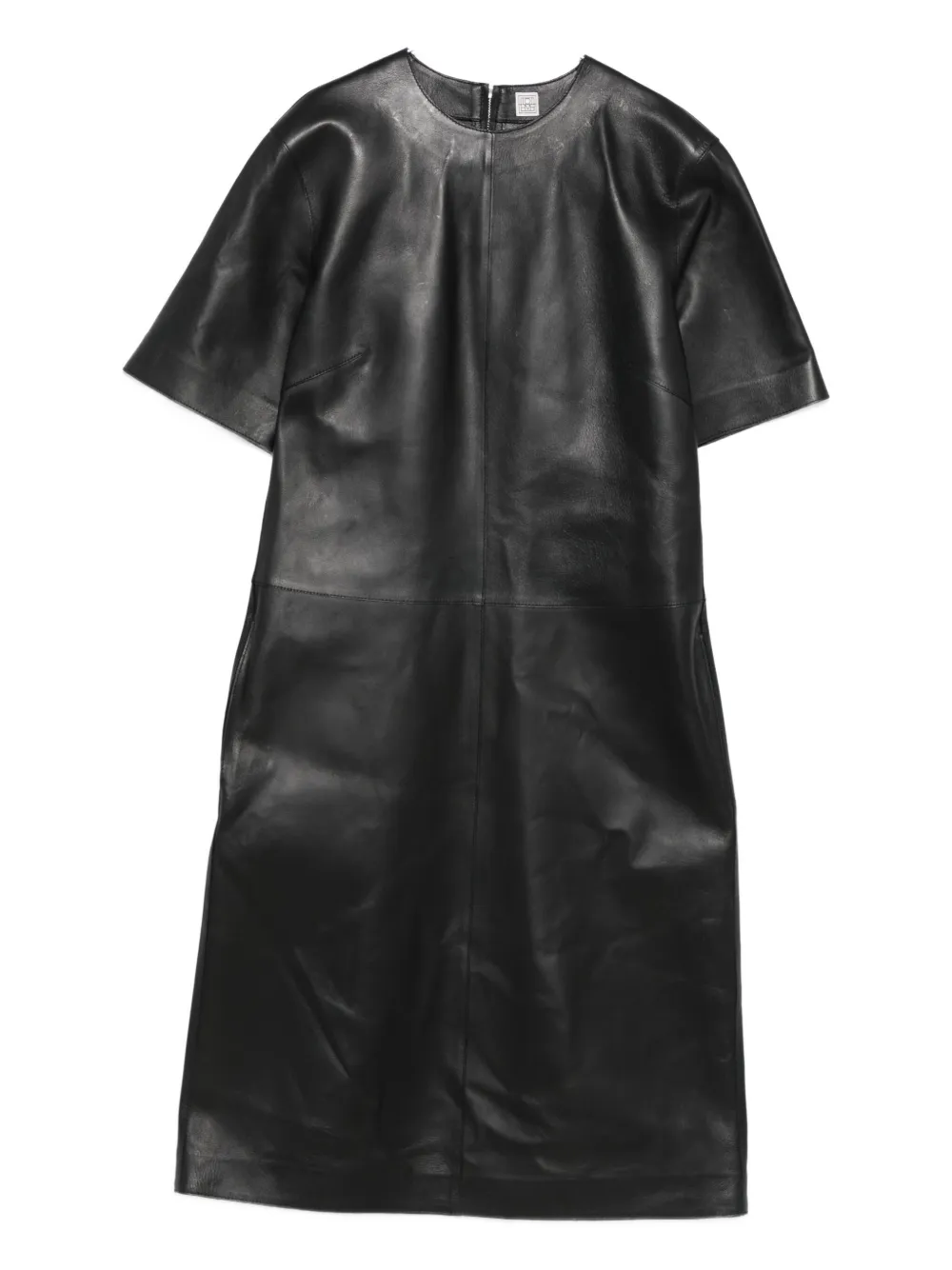 Totême Leather Midi Dress In Black