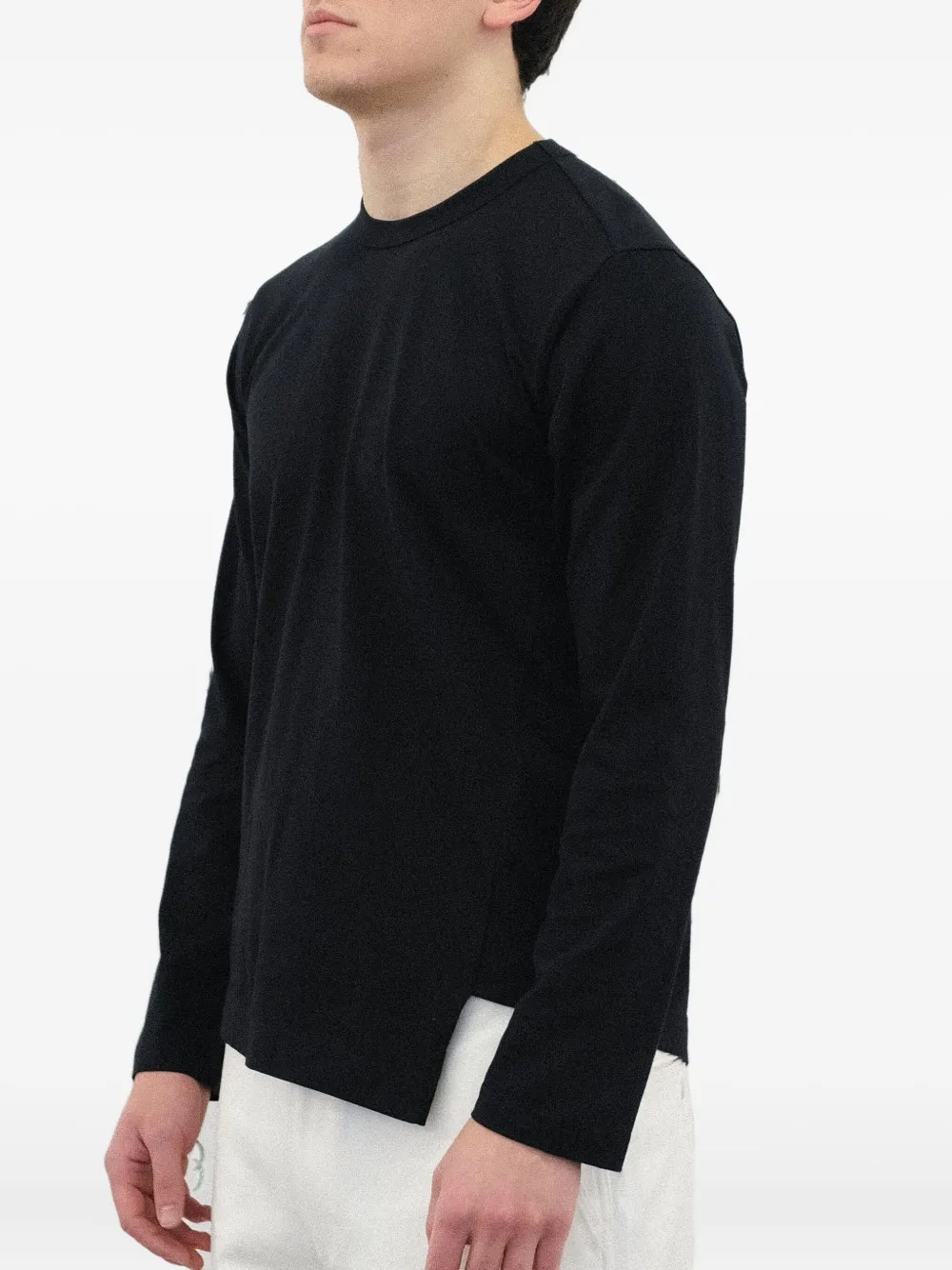 Comme des Garçons Homme T-shirt met zijsplit en lange mouwen Zwart