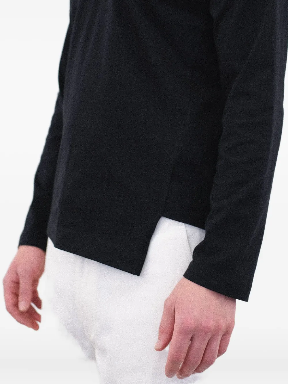 Comme des Garçons Homme T-shirt met zijsplit en lange mouwen Zwart