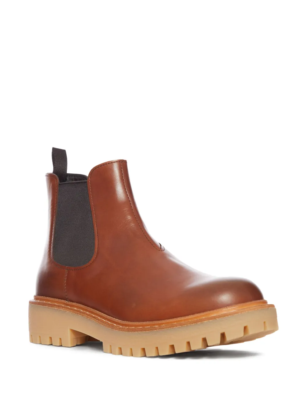 Prada elastic-panel leather Chelsea boots Brown