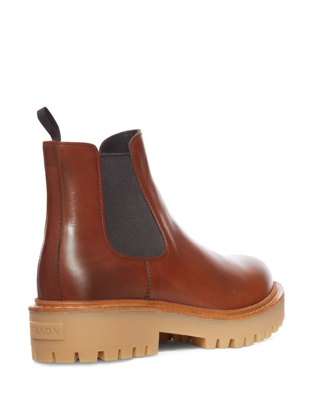 Prada elastic-panel leather Chelsea boots Brown