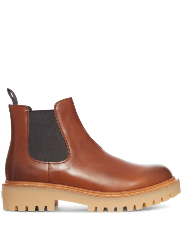 Prada Leather Ankle Boots in Brown