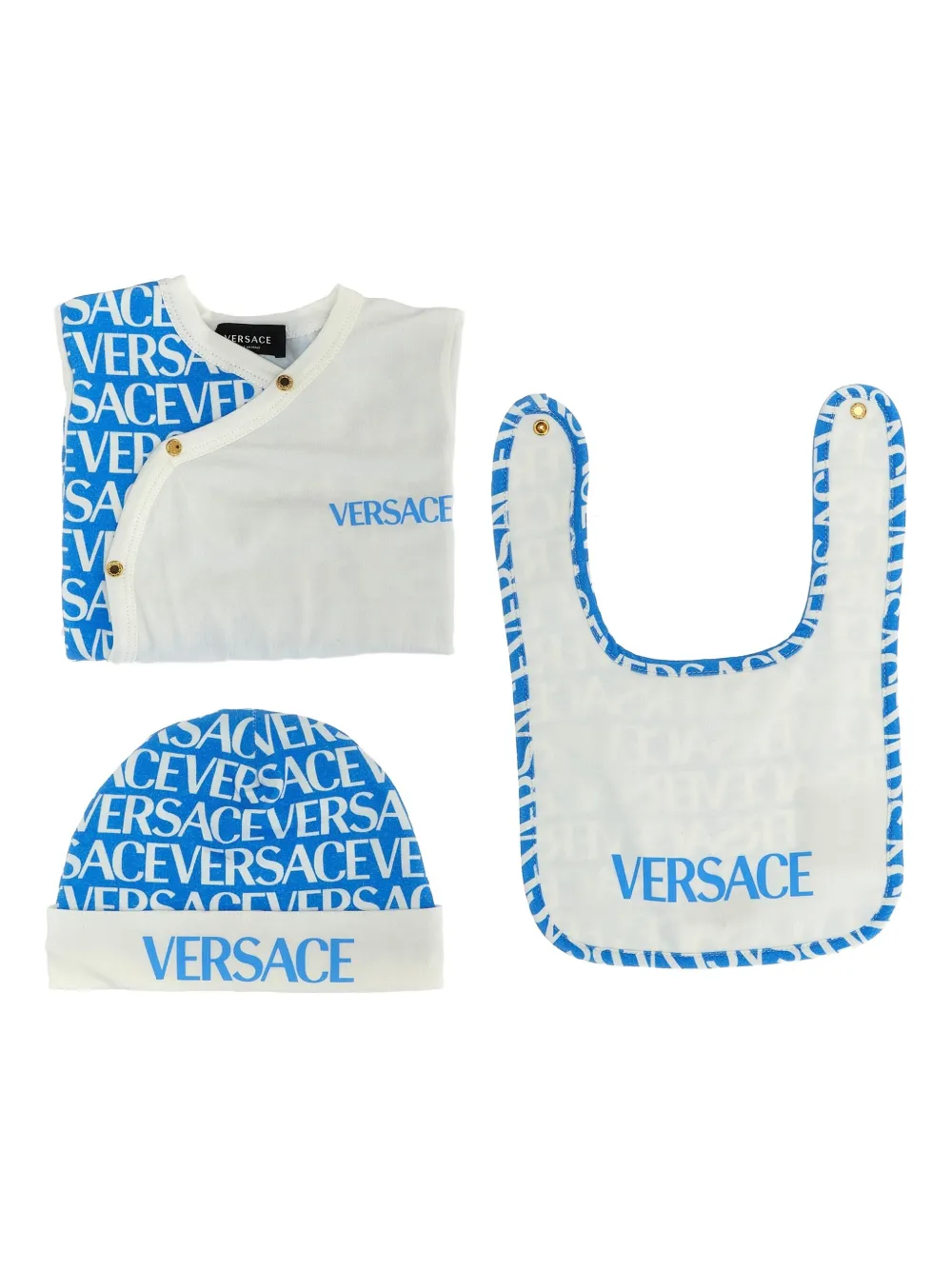 Versace Kids Romper muts en slabbetje Wit