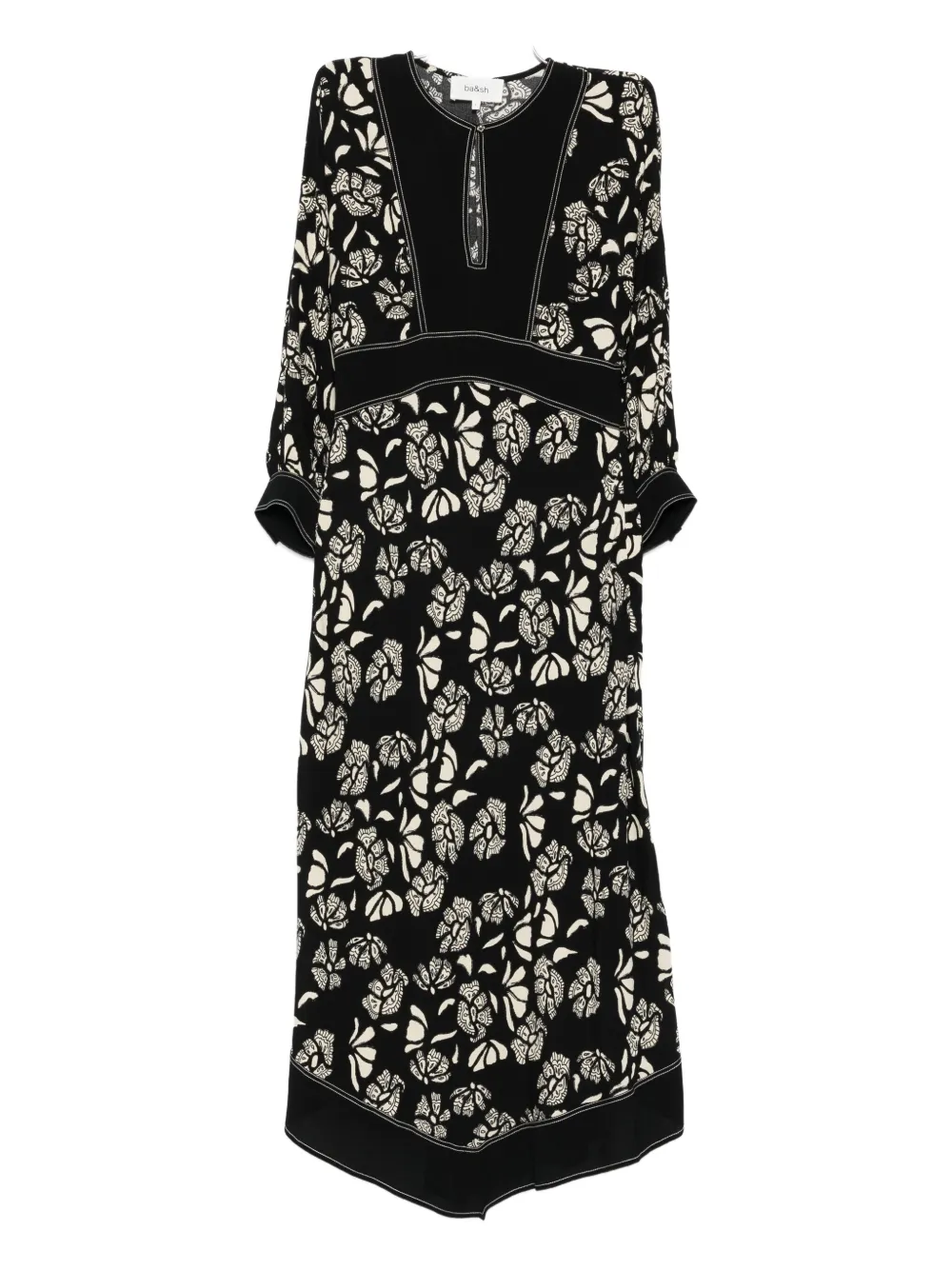 Ba&Sh floral-print midi dress - Nero