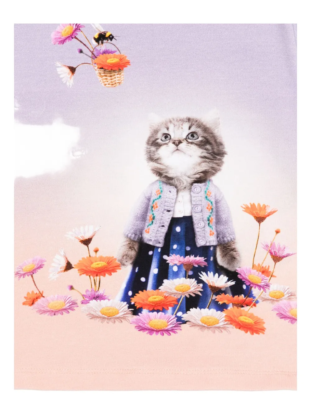 Molo cat-print ruffled top Paars