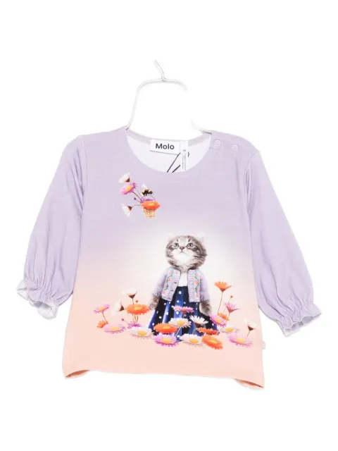 Molo cat-print ruffled top