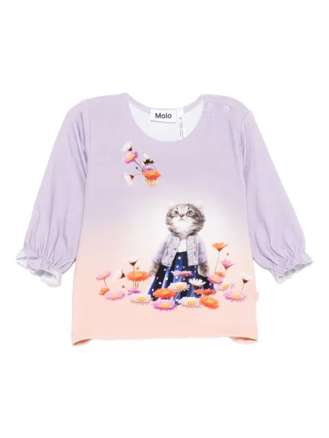 Molo cat-print ruffled top